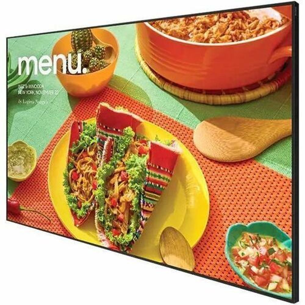 Samsung 50 inch digital signage LCD display with full-color food menu graphic