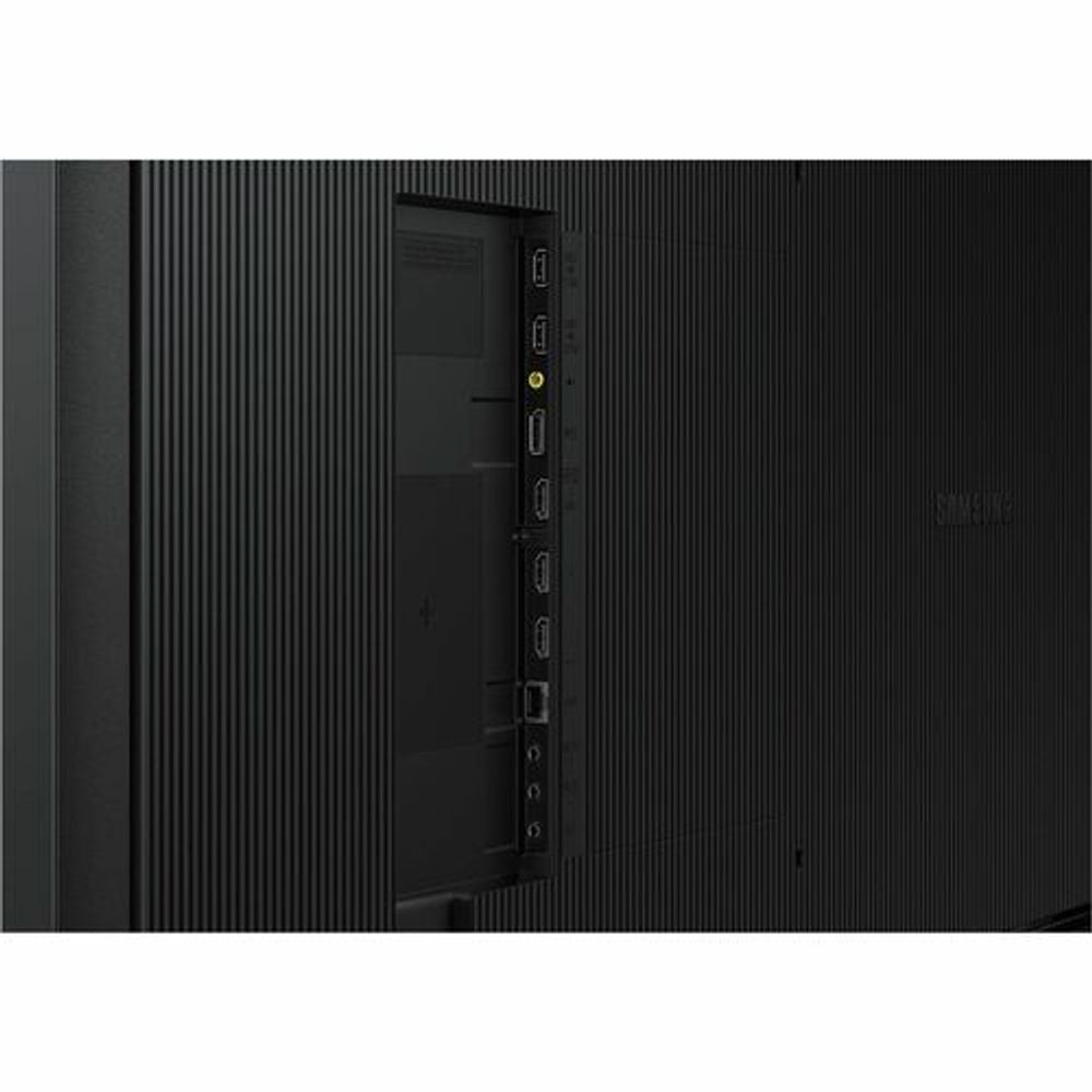 Samsung digital signage display back view showing ports and connectors