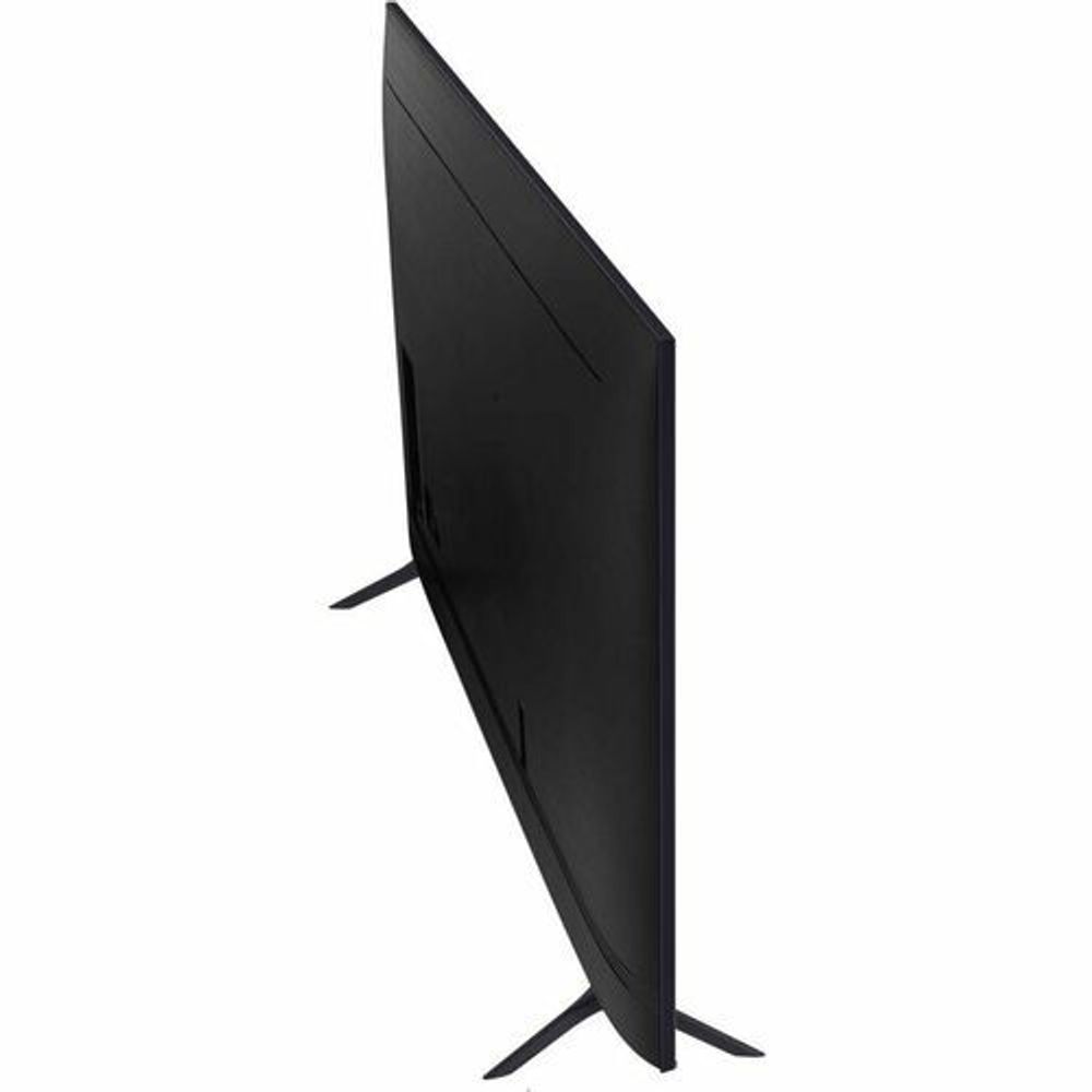 75-inch LCD digital signage display back view with V-shaped stand legs