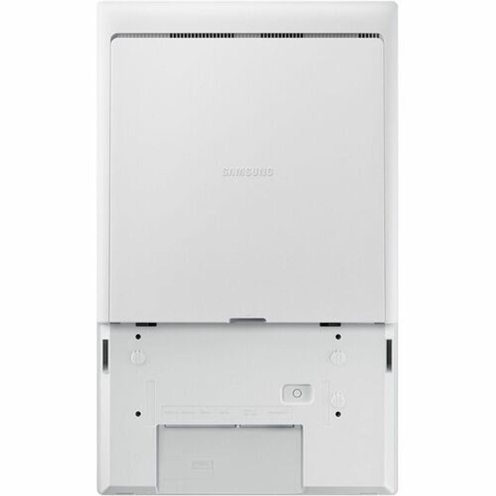 White Samsung 24-inch kiosk display front with lower control panel door