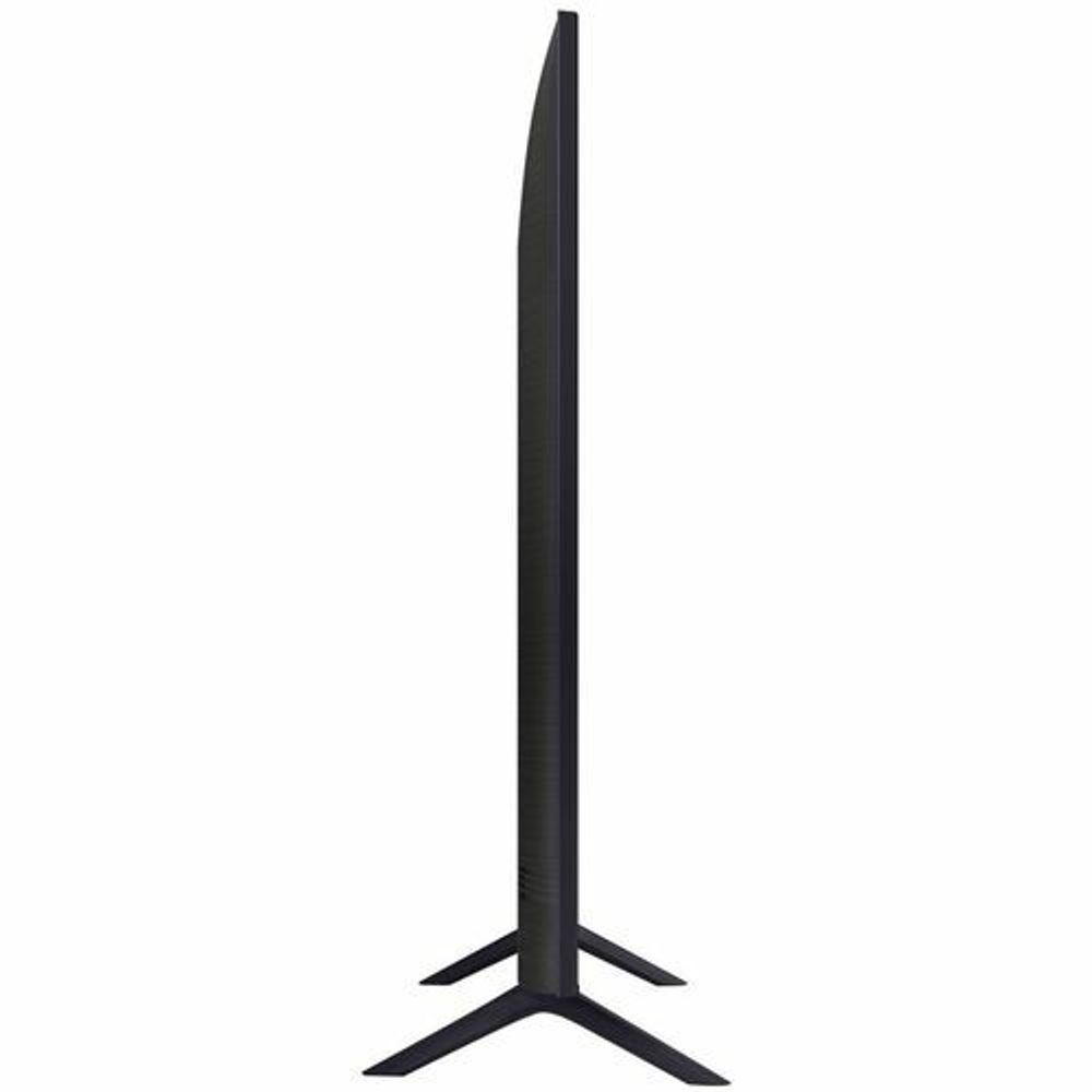 Side view of a digital signage LCD display with black stand and narrow bezel frame.