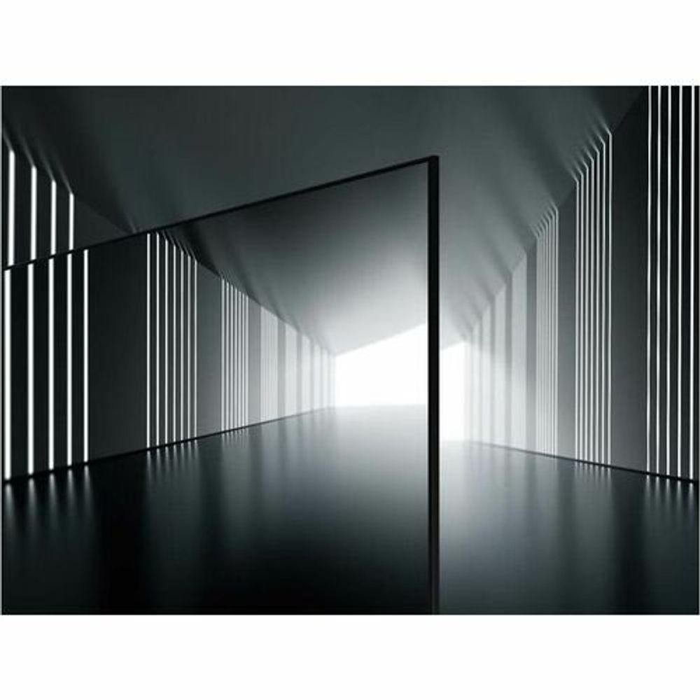 Samsung digital signage LCD display showing a dark hallway light graphic
