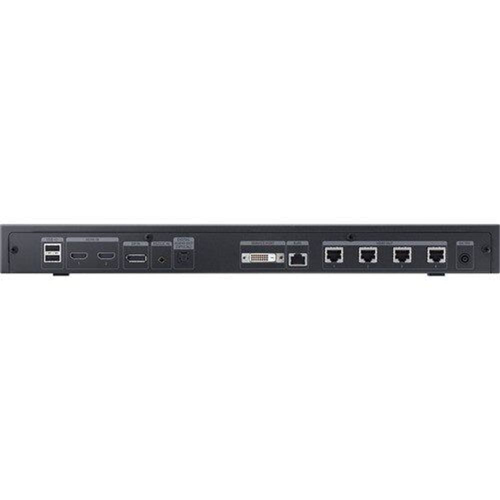 Samsung S-Box signage player rear I/O panel with multiple ports, black.