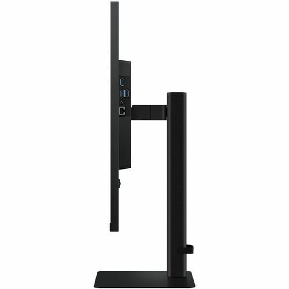 32-inch ViewFinity S6 QHD monitor side view showing ports and adjustable stand