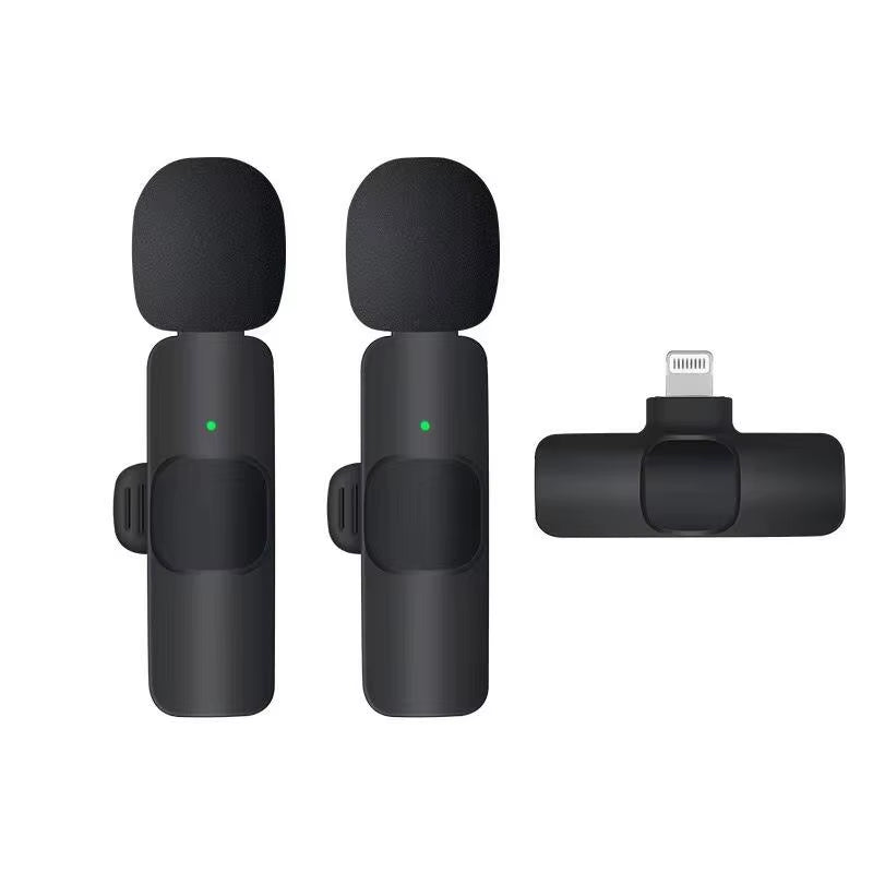 KEKAXI Portable Wireless Lapel Microphones 2In1 Ios+Charger-Black
