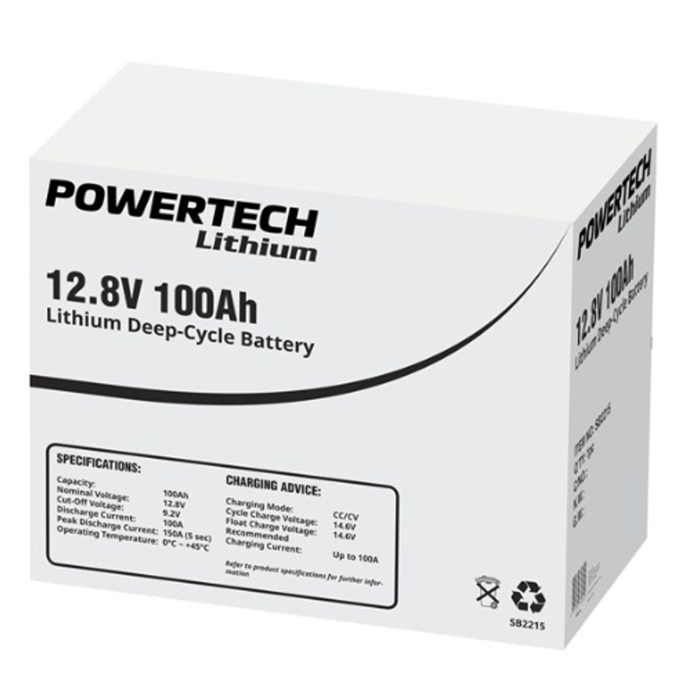 SB2215 - Powertech 12.8V 100Ah Lithium Deep Cycle Battery