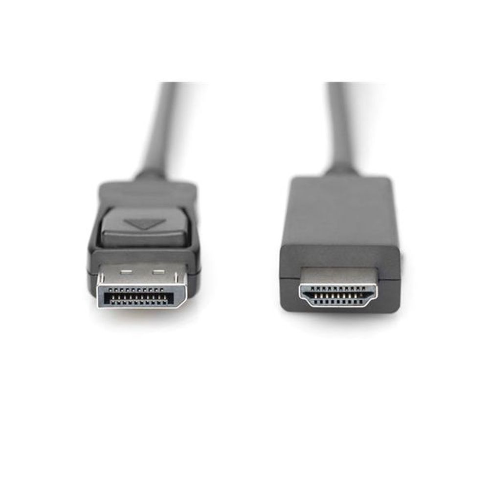 DisplayPort male to HDMI male adapter cable with two connector ends