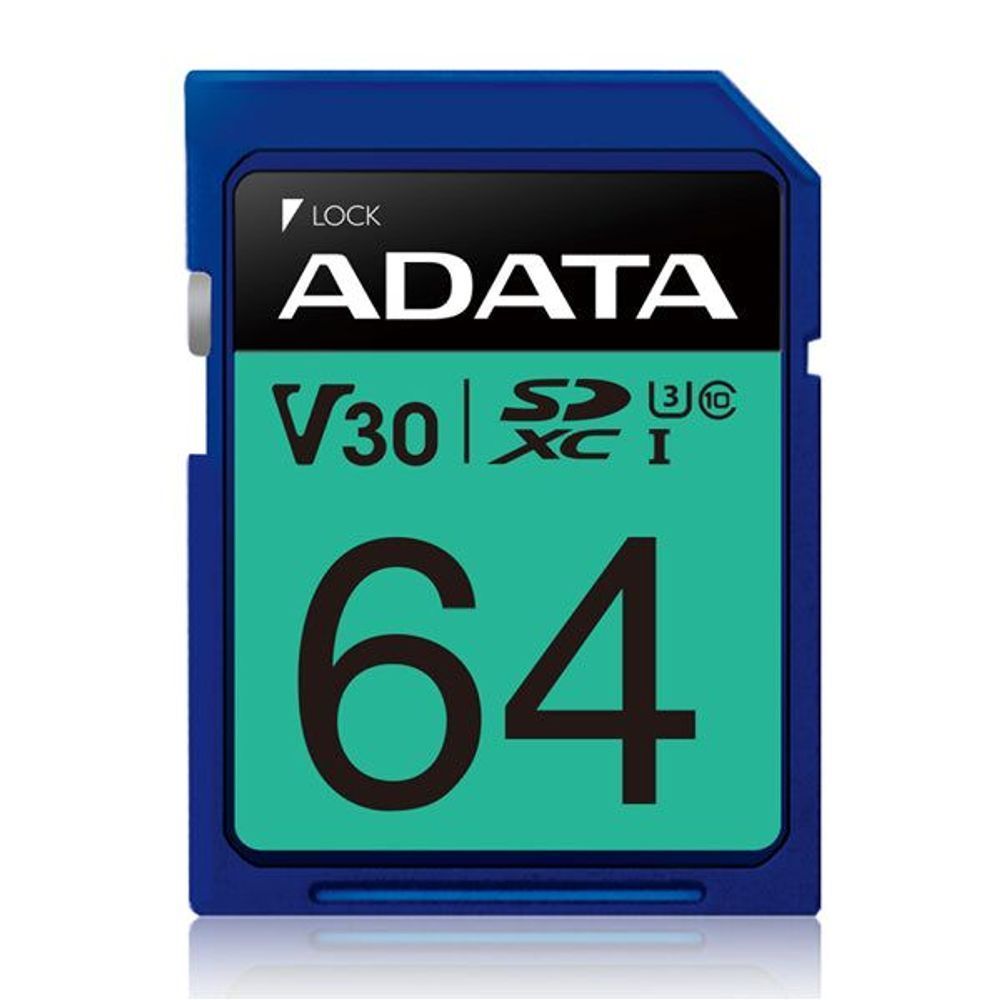 ASDX64GUI3V30S-R - ADATA Premier Pro UHS-I U3 V30 SDXC Card 64GB