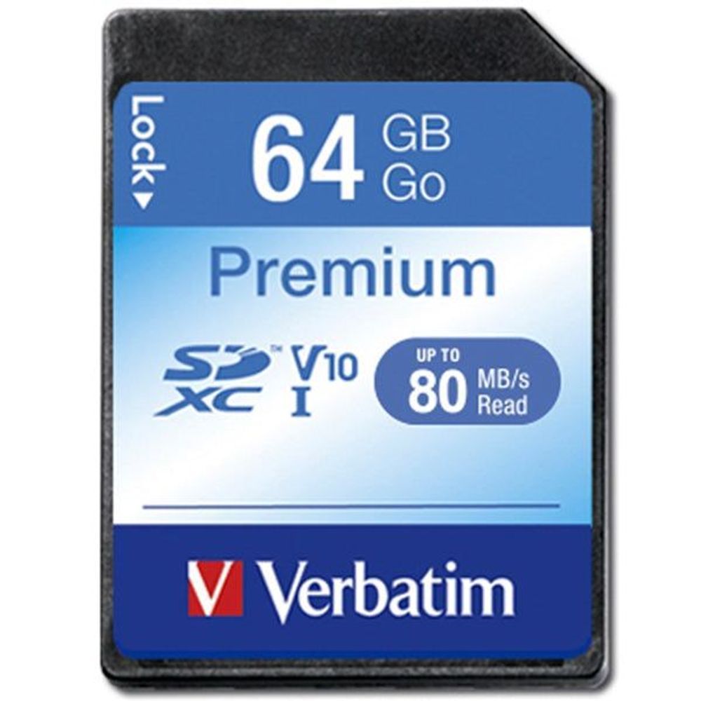 44024 - Verbatim Premium SDXC Class 10 Card 64GB