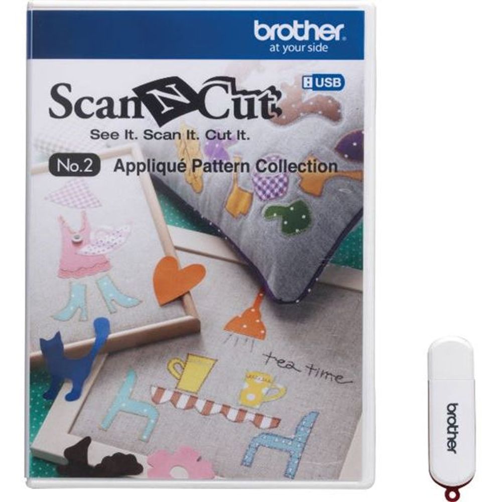 CAUSB2 - Brother CAUSB2 Scan N Cut Fabric - USB Number 2 Applique Pattern