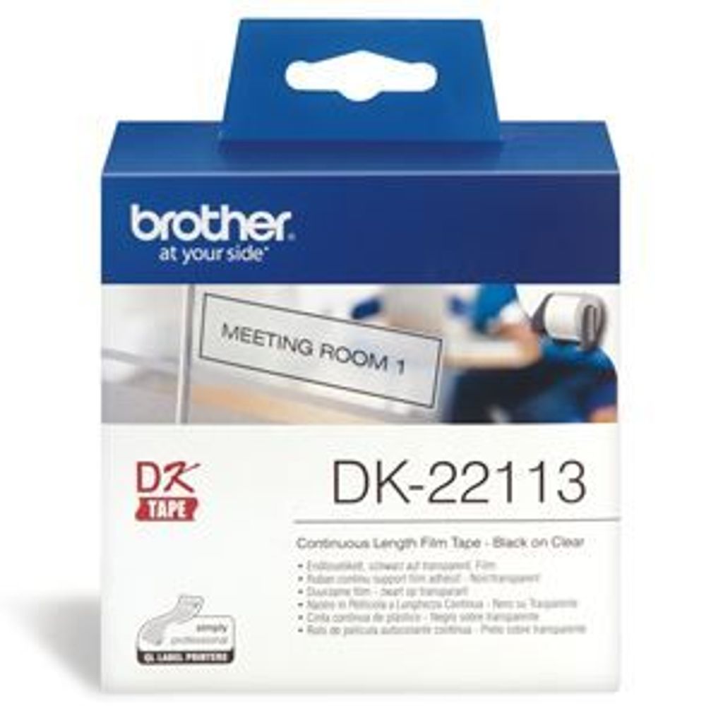 DK22113 - Brother DK22113 Continuous Clear Film Tape (Black Print on Clr) 62mm
