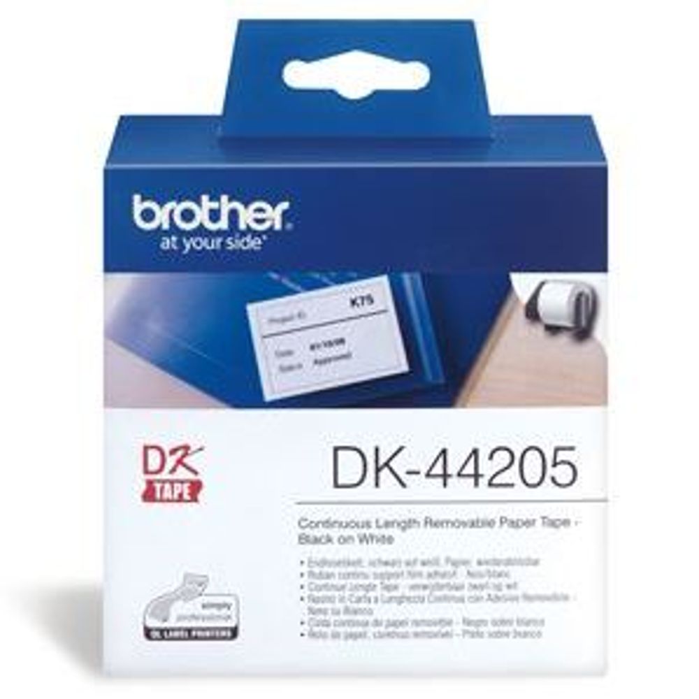 DK44205 - Brother DK44205 Continuous Paper Roll (Blk Print on Wht) 62mm x 30.48m