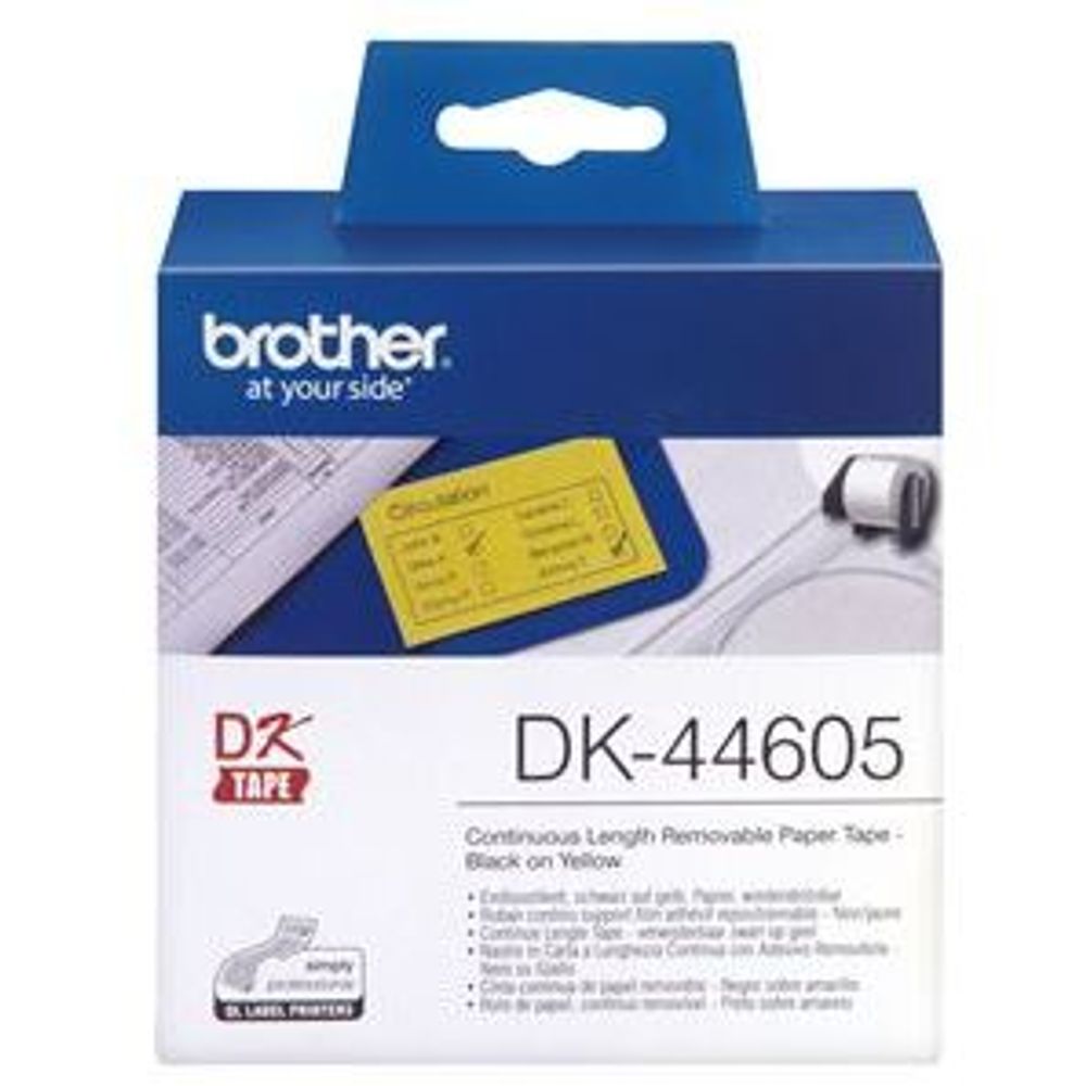 DK44605 - Brother DK44605 Yellow Continuous Removable Paper Tape 54mm x 30.48m