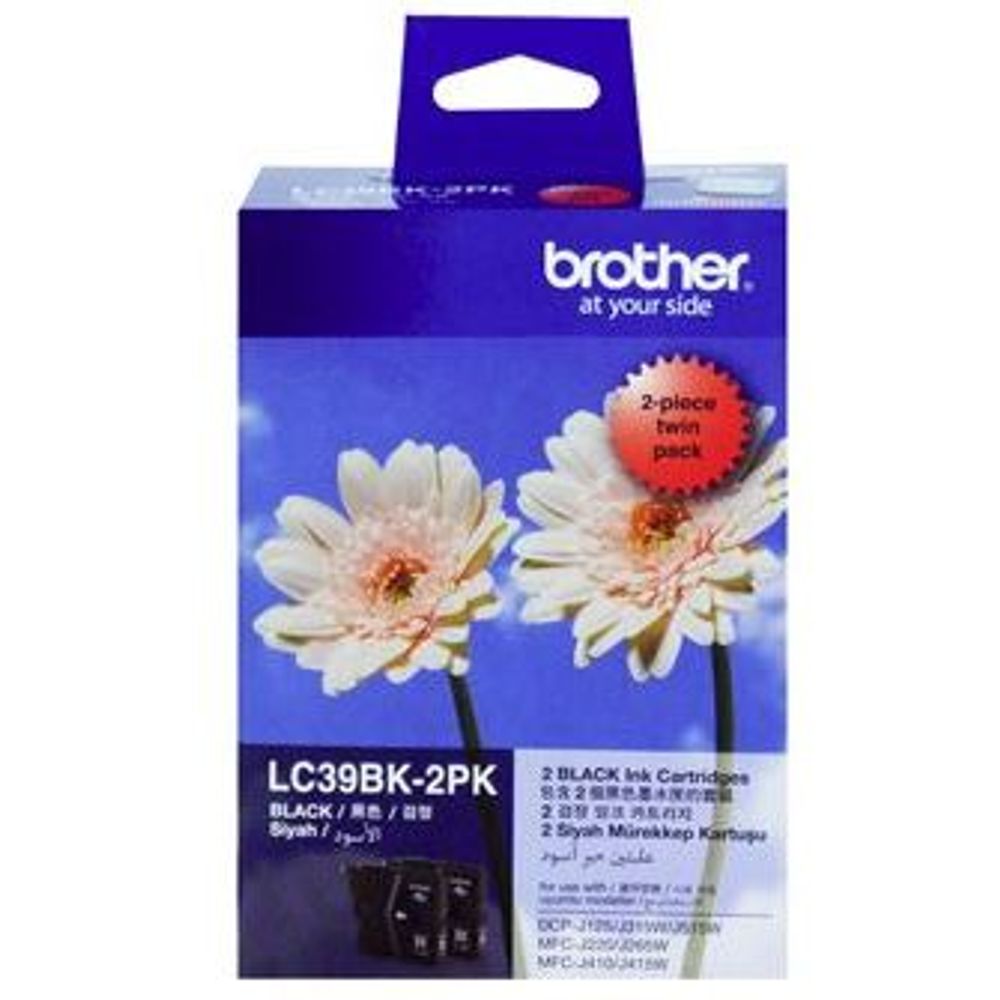 LC39BK2PK - Brother LC39BK2PK Black Ink Cartridge Twin Pack