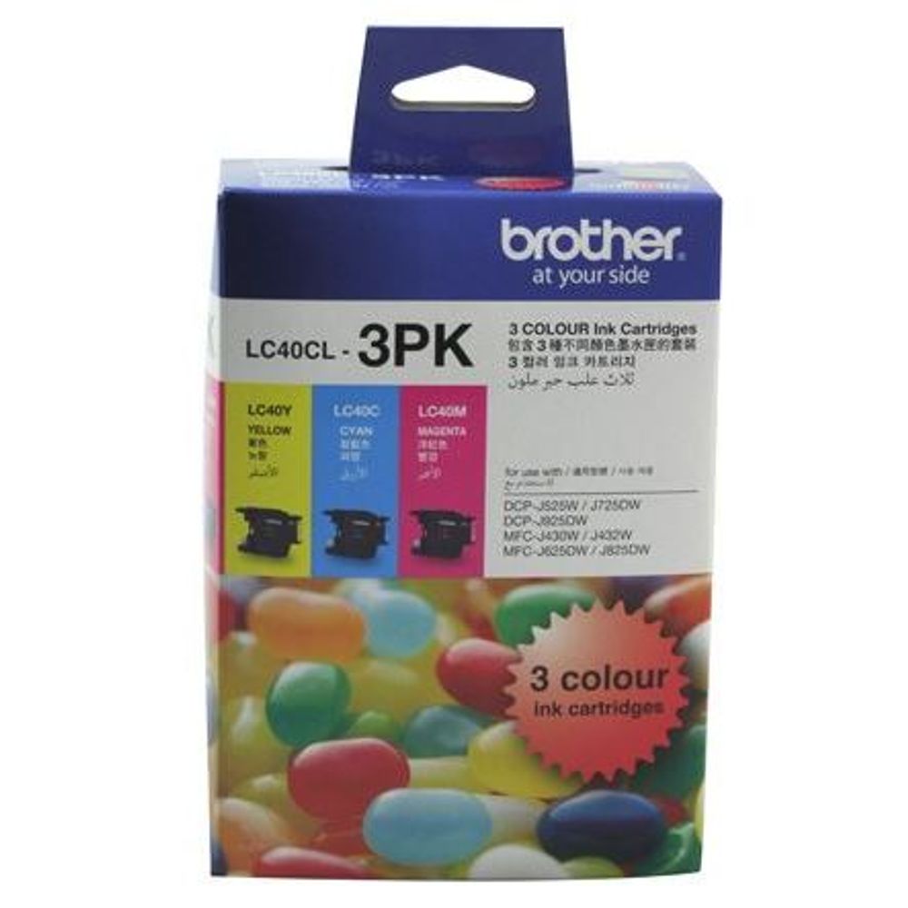 LC40CL3PK - Brother LC40CL3PK CMY Colour Ink Cartridges (Triple Pack)
