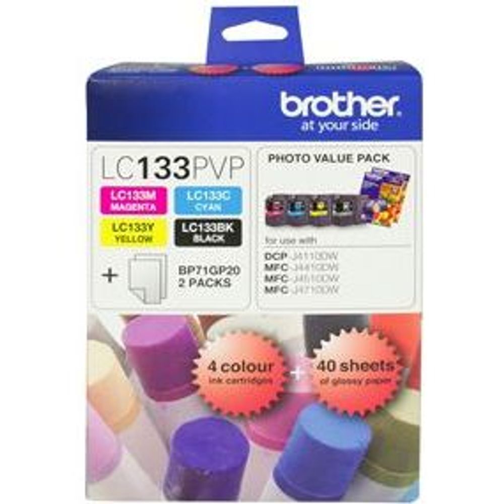 LC133PVP - Brother LC133PVP Combo Pack with 40 Sheets of 6x4 Photo Paper