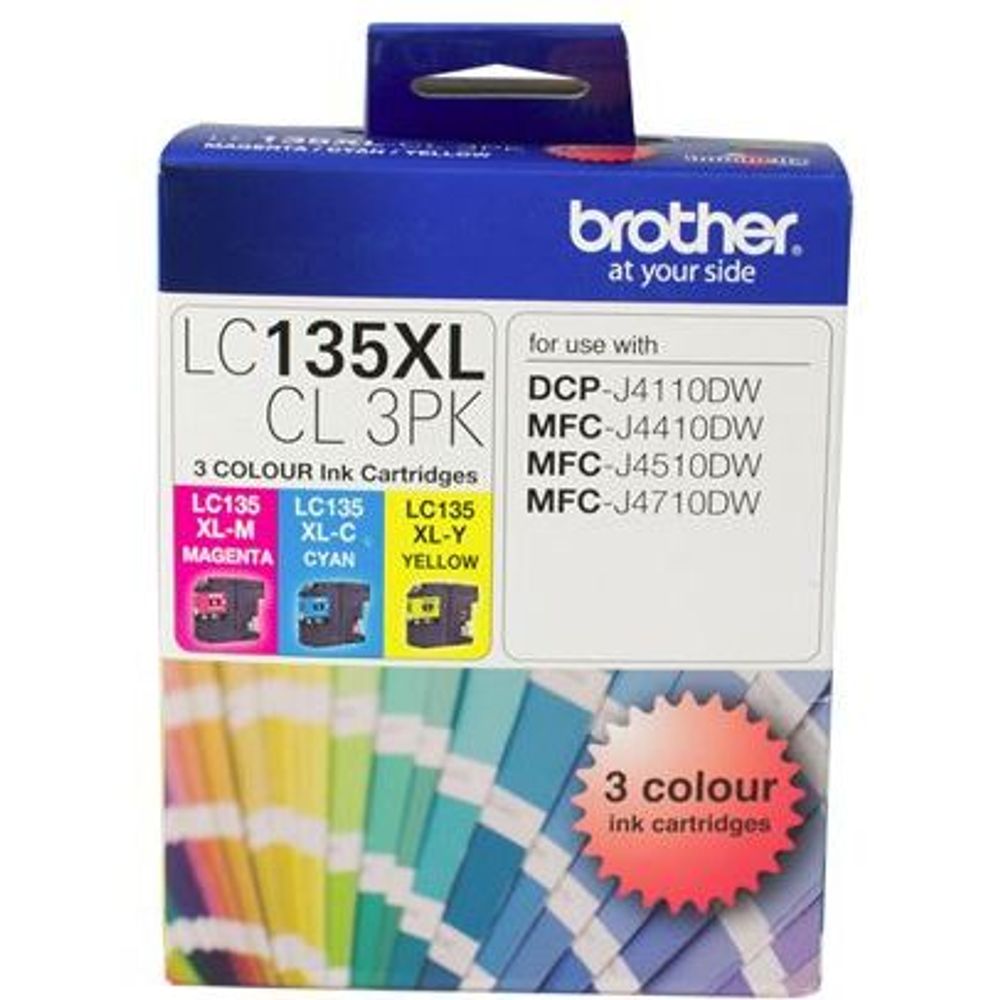 LC135XLCL3PK - Brother LC135XLCL3PK CMY Colour High Yield Ink Cartridge (Triple Pack)