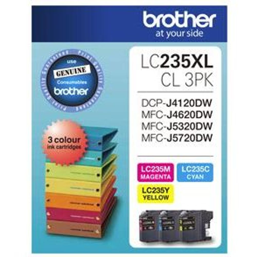 LC235XLCL3PK - Brother LC235XLCL3PK CMY Colour High Yield Ink Cartridge (Triple Pack)