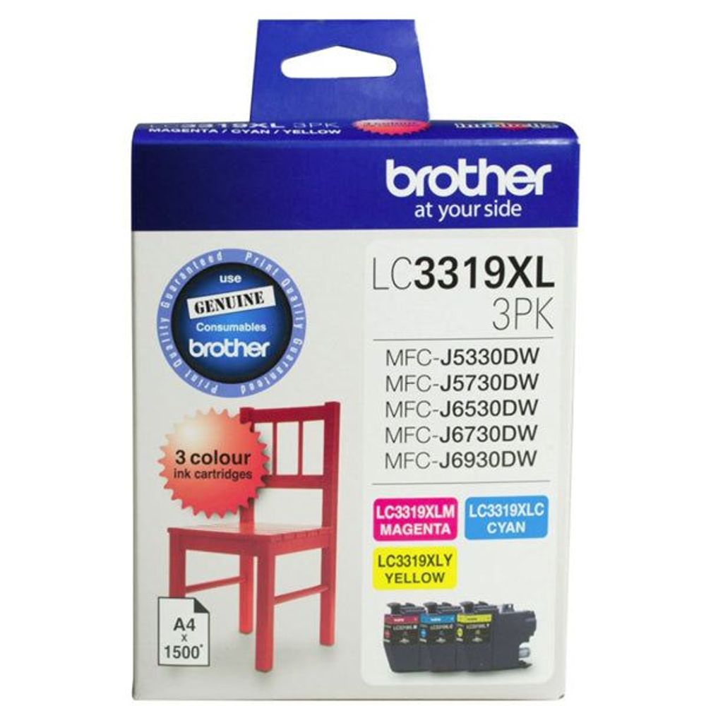 LC3319XL3PK - Brother LC3319XL3PK 3 pack CMY High Yield Ink Cartridges