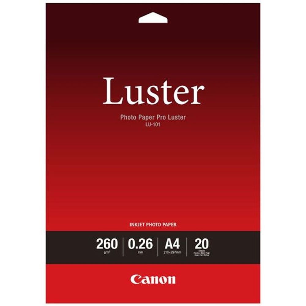 LU101A4-20 - Canon LU-101 A4 Luster 260gsm Photo Paper Pro - 20 Sheets