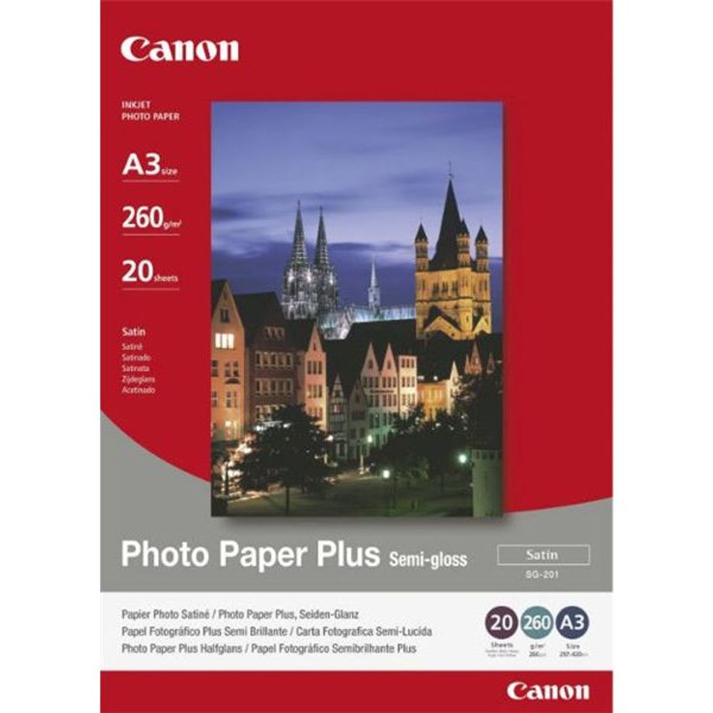 SG201A3 - Canon SG-201 A3 Semi Gloss Satin 260gsm Photo Paper - 20 Sheets