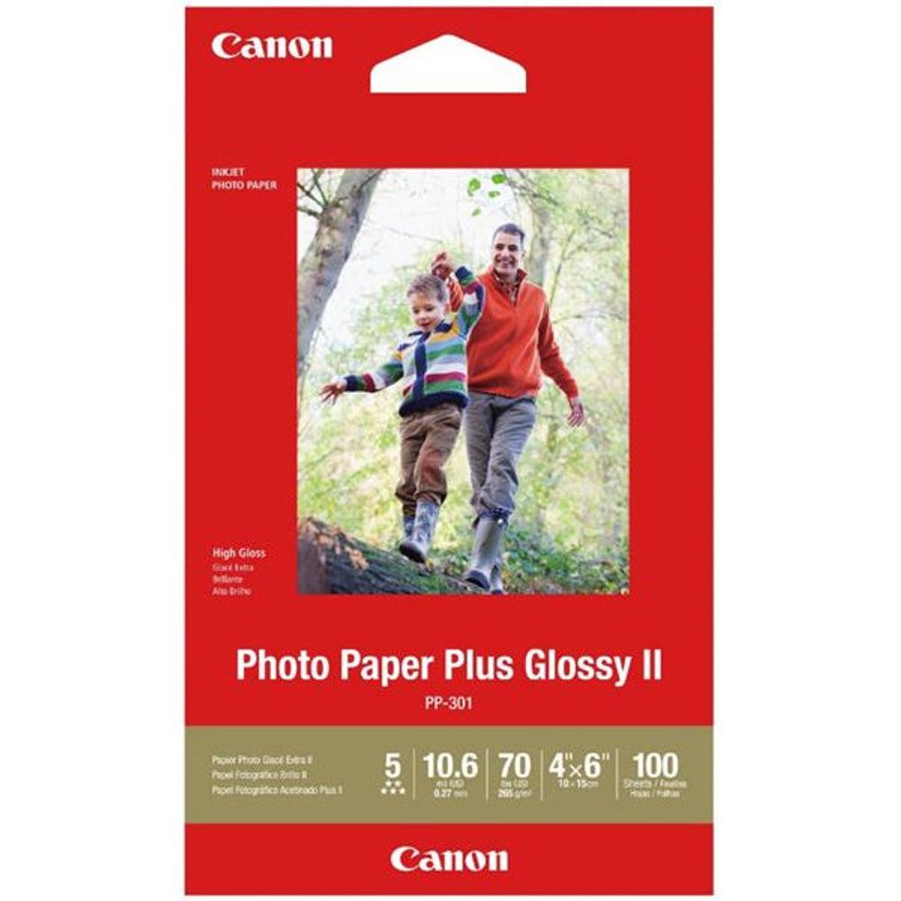 PP301-4X6-100 - Canon PP-301 4x6 Glossy II 275gsm Photo Paper - 100 Sheets