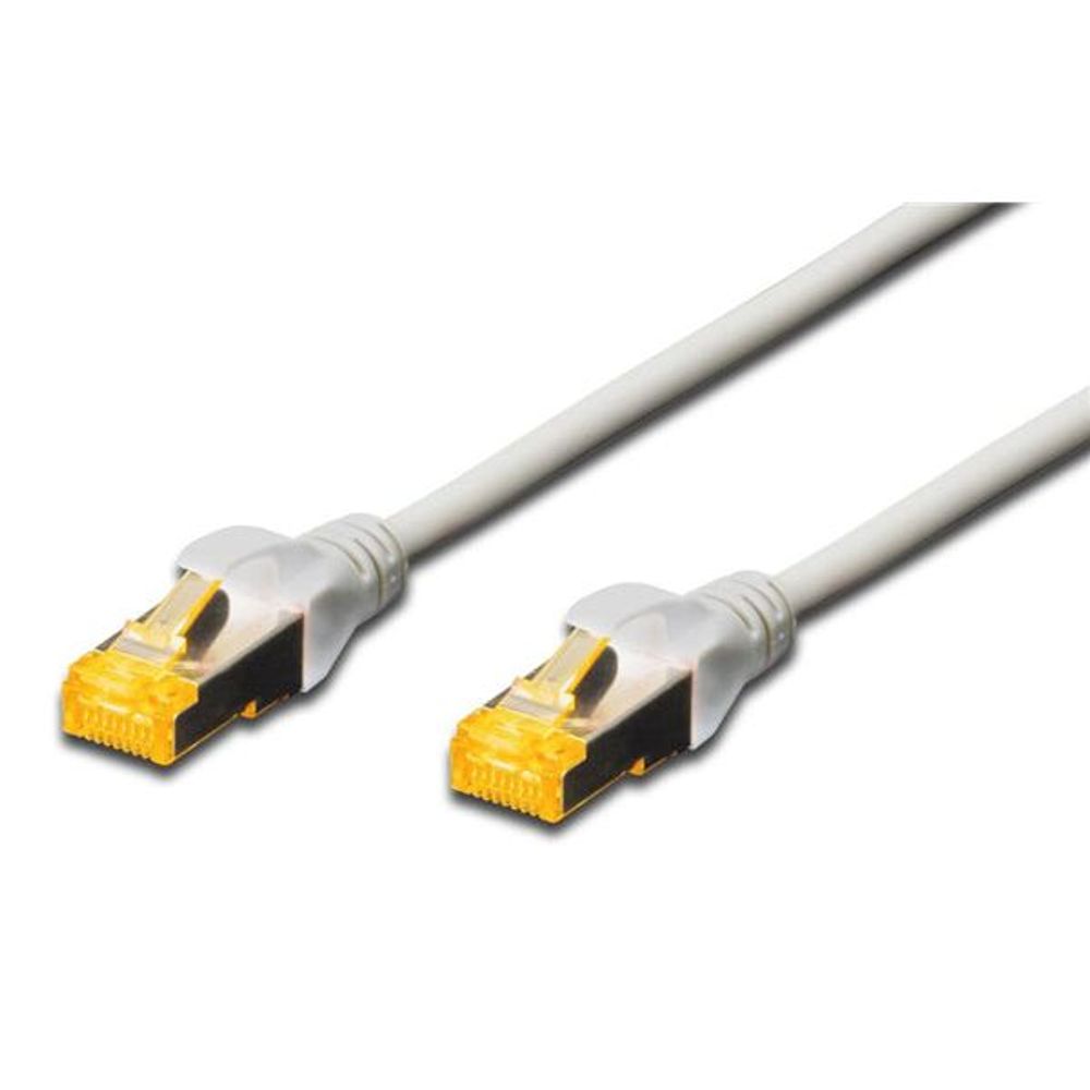 Grey Cat6A S/FTP patch lead with two RJ45 connectors, 1 m
