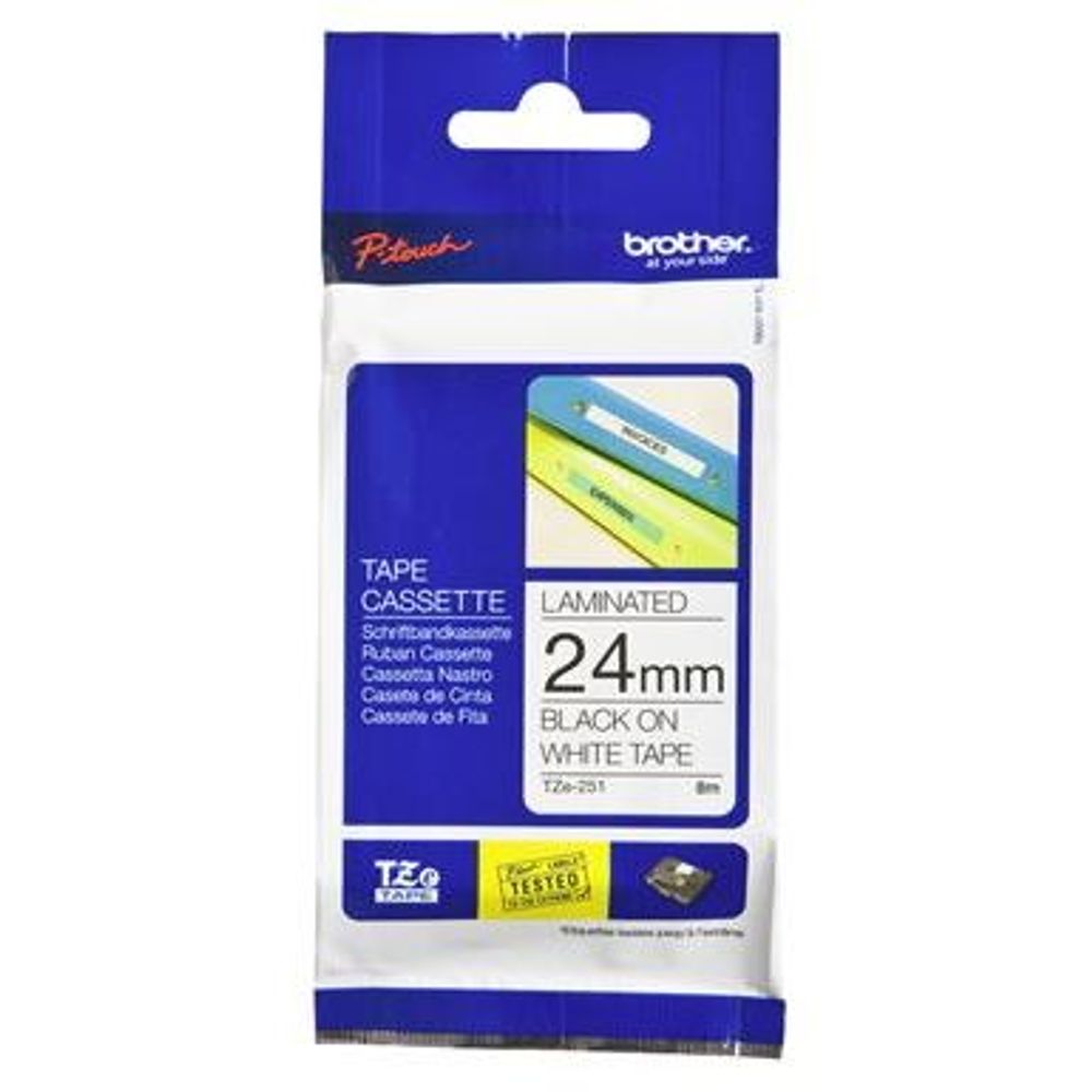 TZE251 - Brother TZe-251 24mm x 8m Black on White Tape