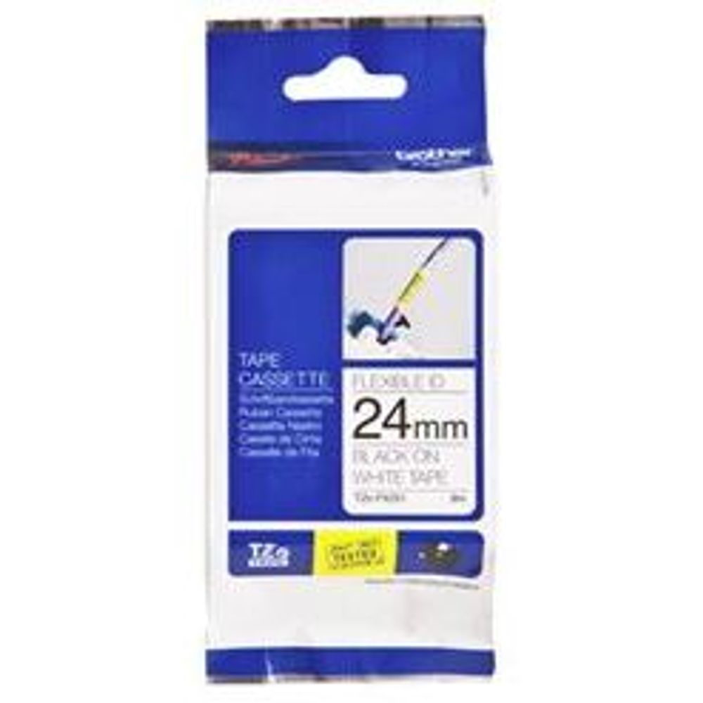 TZEFX251 - Brother TZe-FX251 24mm x 8m Black on White Flexi ID Tape
