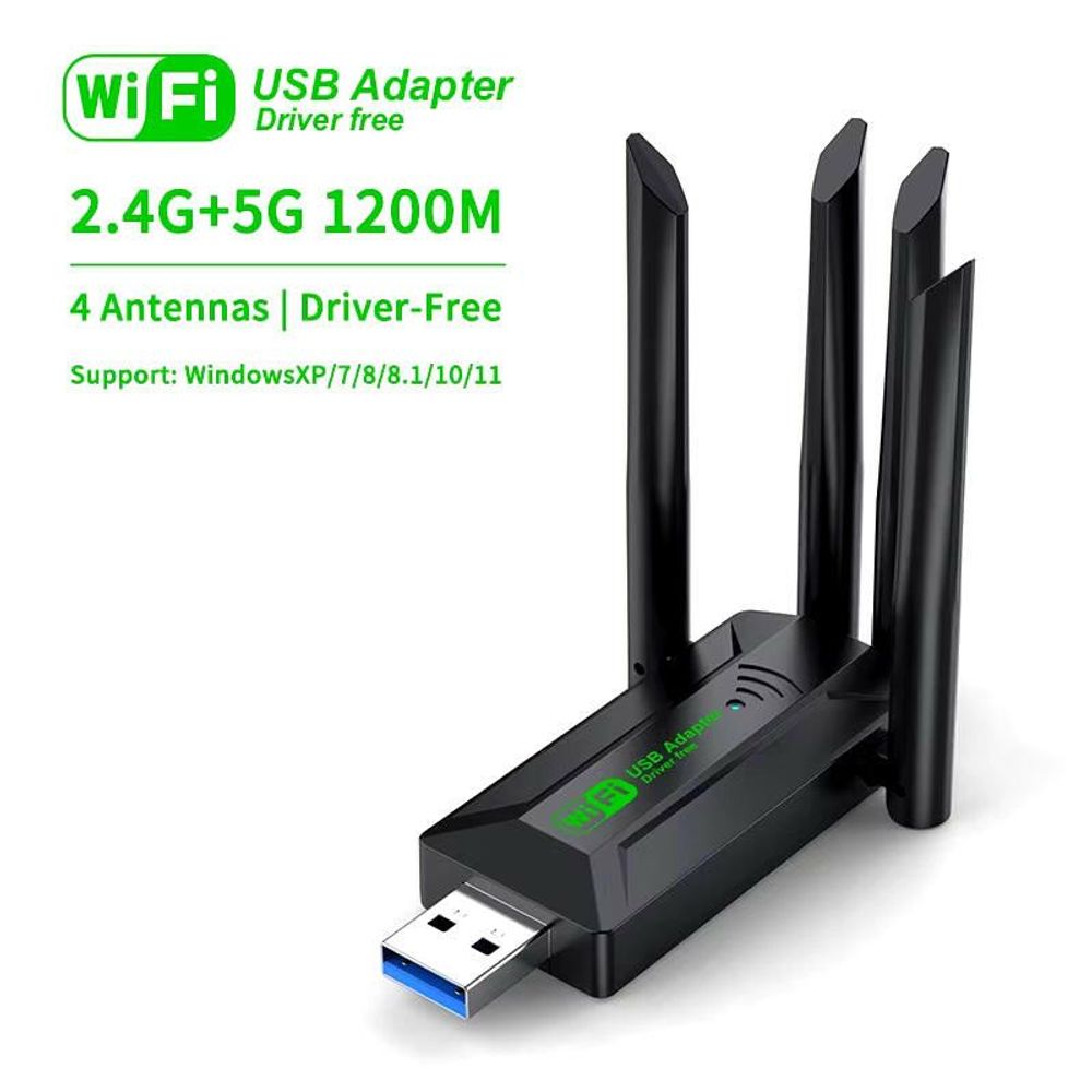 Vaorlo 1200Mbps Dual Band Wi-Fi USB Adapter with 4 Antennas