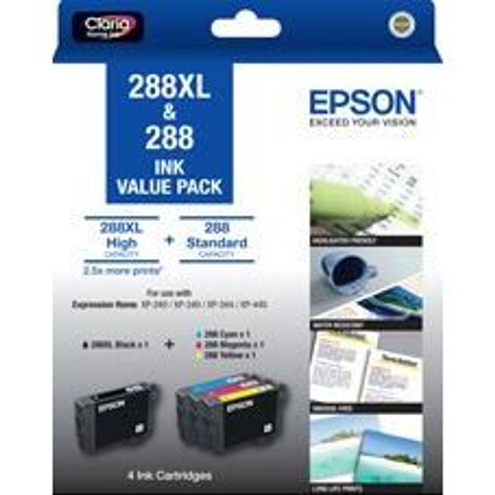 C13T306696 - Epson 288XL BK + 288 C/M/Y 4 Ink Cartridge Value Pack