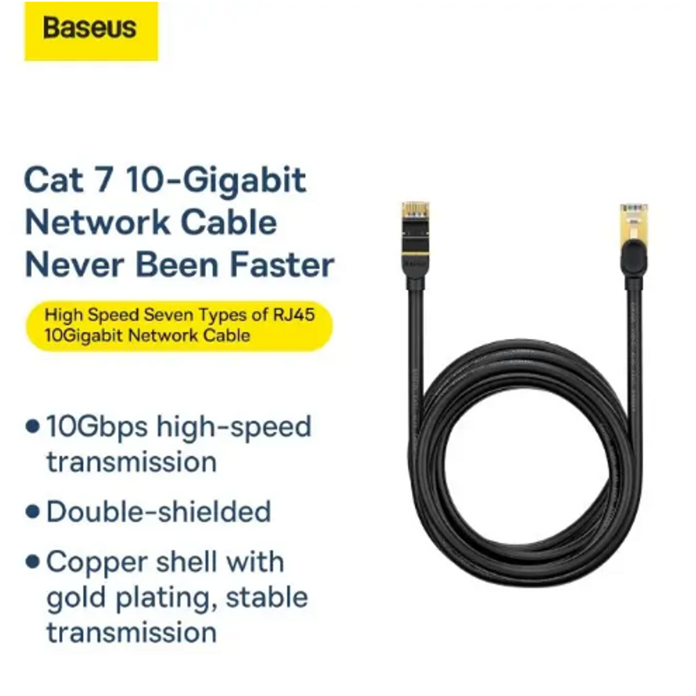 BAS11415 - Baseus High Speed Cat 7 RJ45 10 Gigabit Network Cable (Round Cable) 10m Black