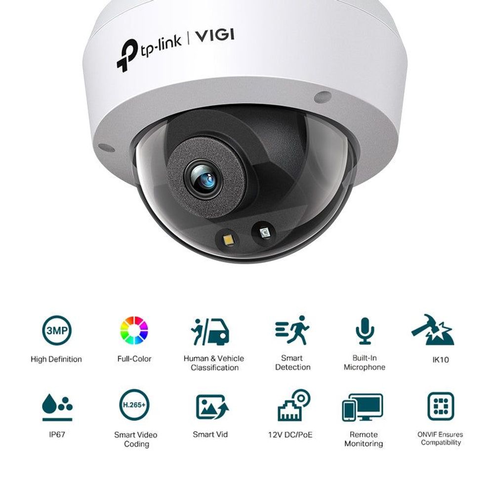 TL-VIGIC230(2.8MM) - TP-Link VIGI C230 (2.8mm) 3MP Outdoor Full-Colour Dome Network Camera