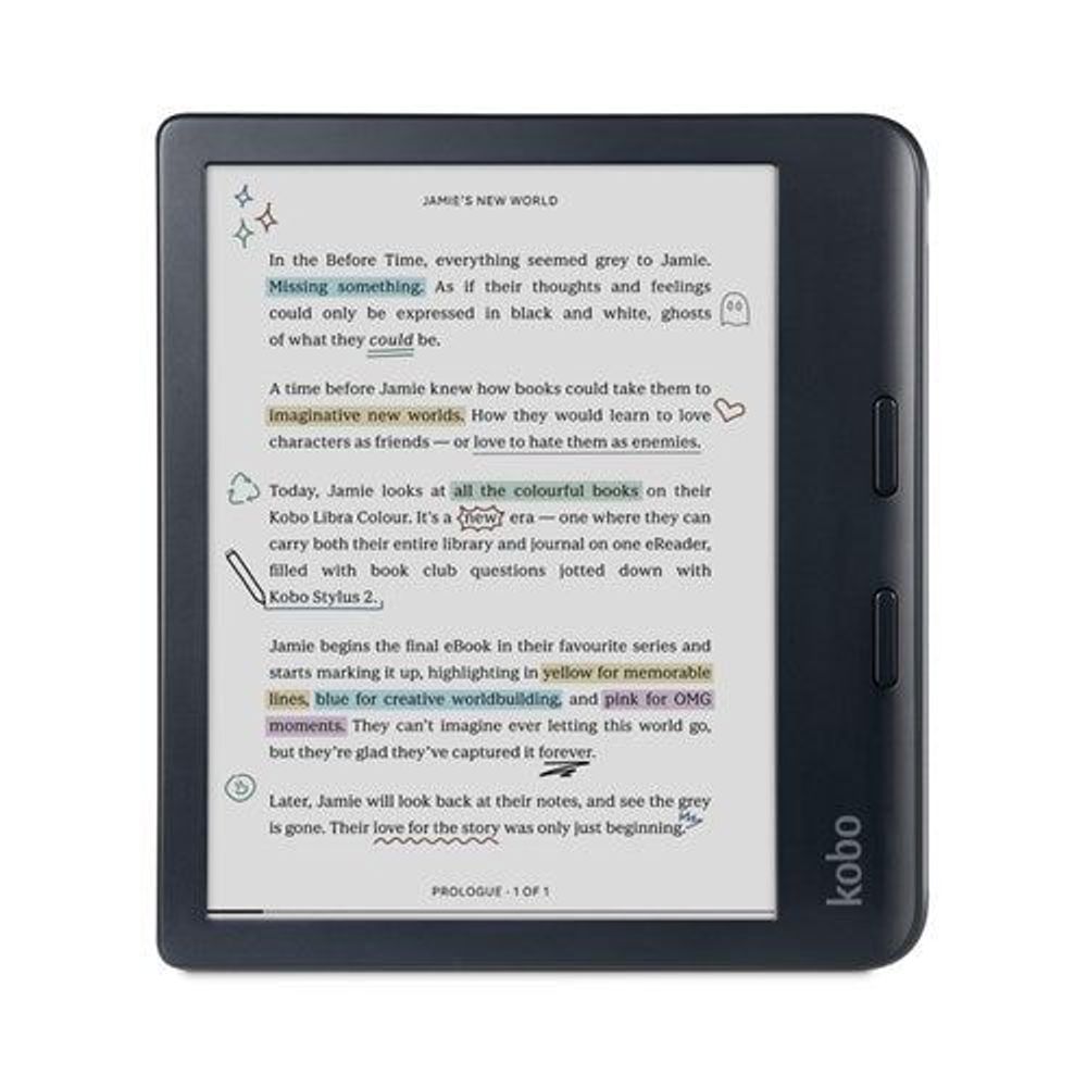 N428-KU-BK-K-CK - KOBO LIBRA COLOUR BLACK 7" E INK COLOUR DISPLAY STYLUS 2 COMPATIBILITY & WATERPROOF E-READER