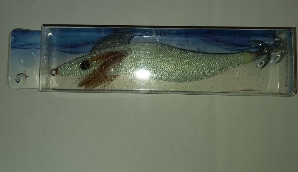 White Pearl Luminous Shrimp Squid size 3.5 ~ Dark Glow Squid Jig