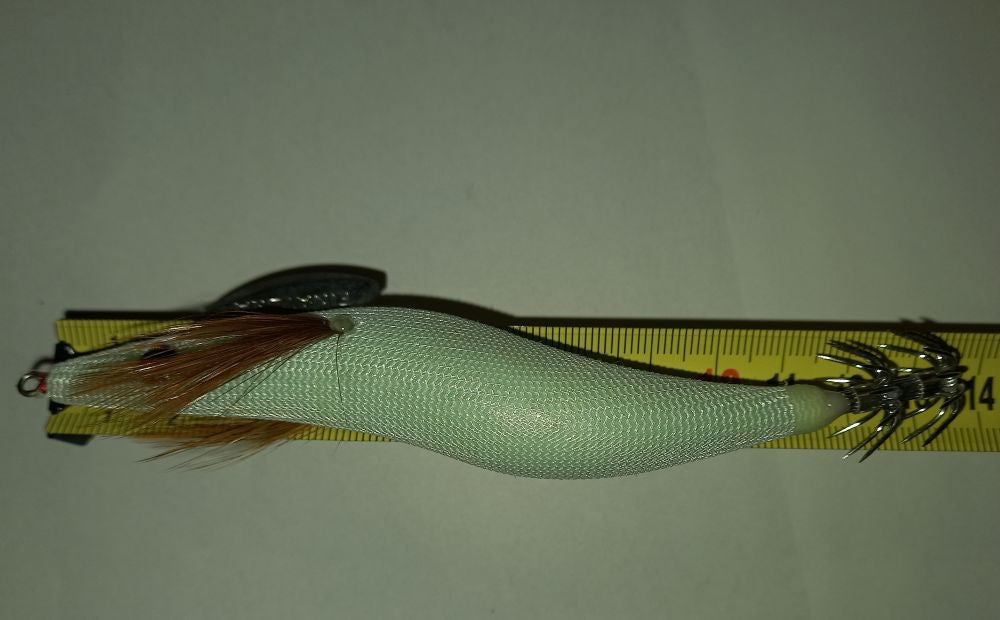 White Pearl Luminous Shrimp Squid size 3.5 ~ Dark Glow Squid Jig