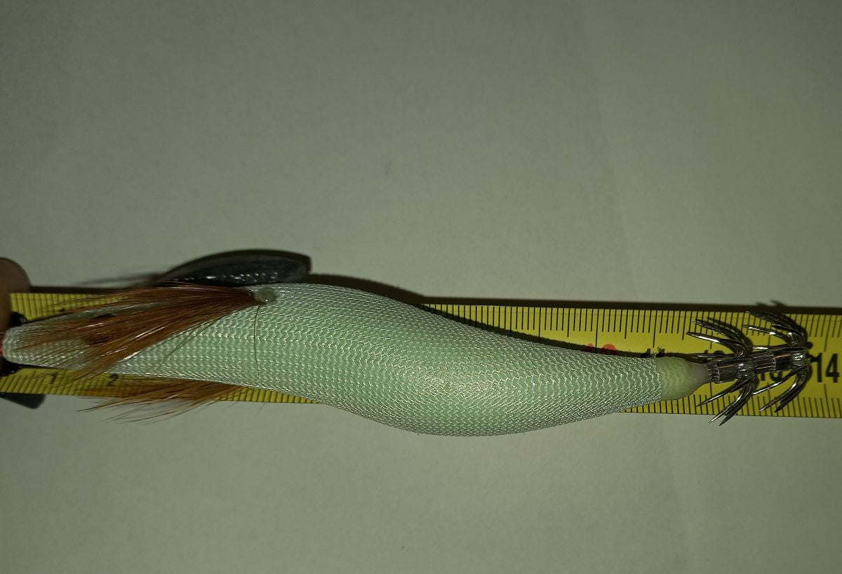 White Pearl Luminous Shrimp Squid size 3.5 ~ Dark Glow Squid Jig
