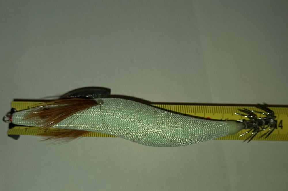 White Pearl Luminous Shrimp Squid size 3.5 ~ Dark Glow Squid Jig