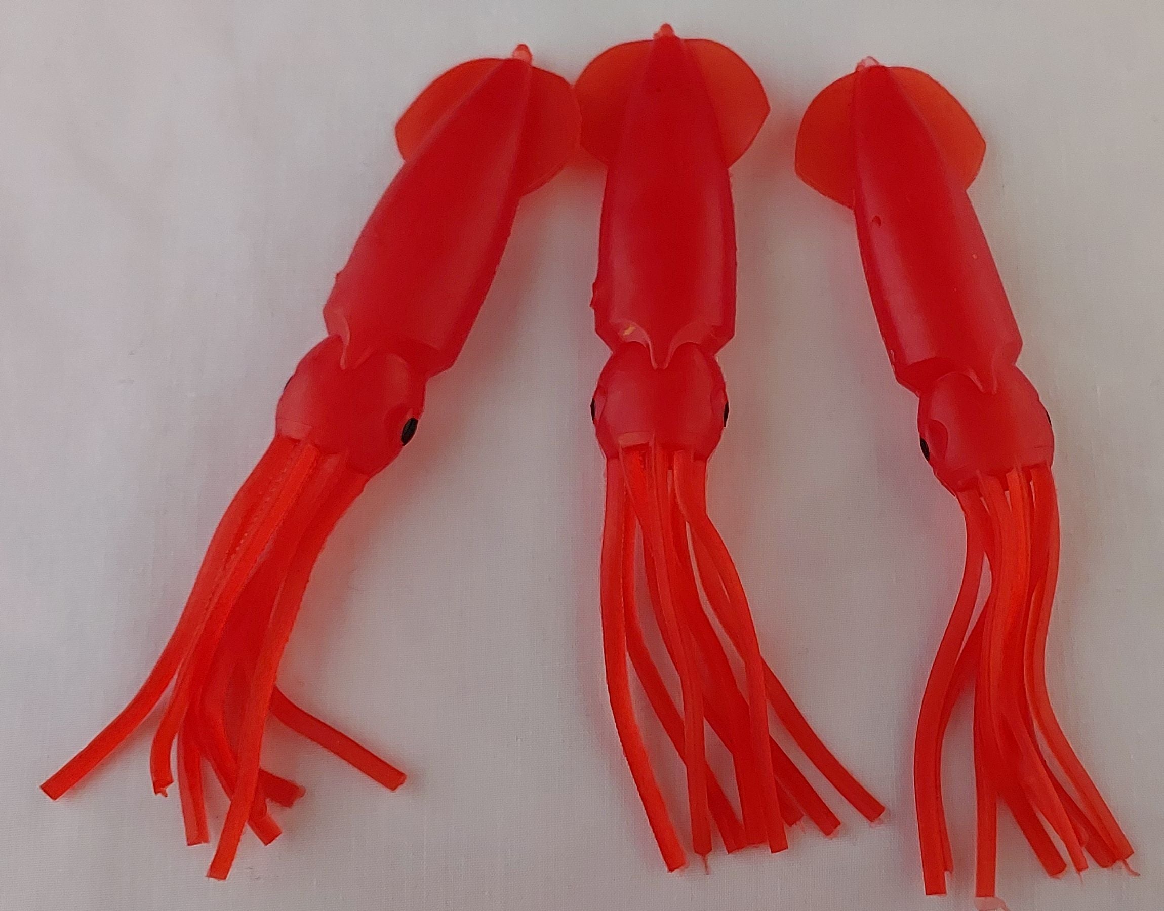 Red 12.5cm Lumo Coloured Fishing Octopus Skirts (Pkt of 3)