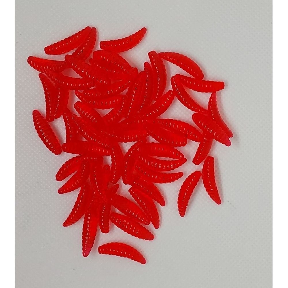 50PCS 2cm 0.3g Artificial Soft Grub Bait Red