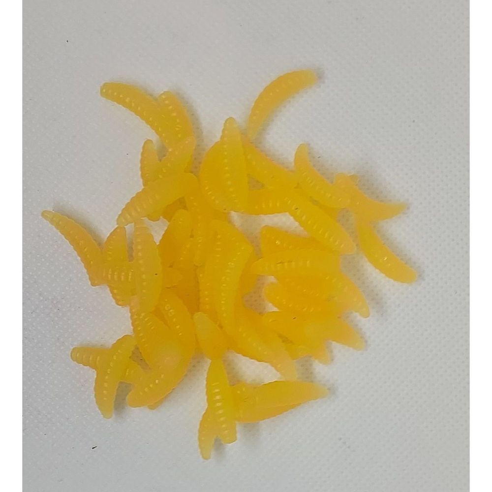 50PCS 2cm 0.3g Artificial Soft Grub Bait Yellow