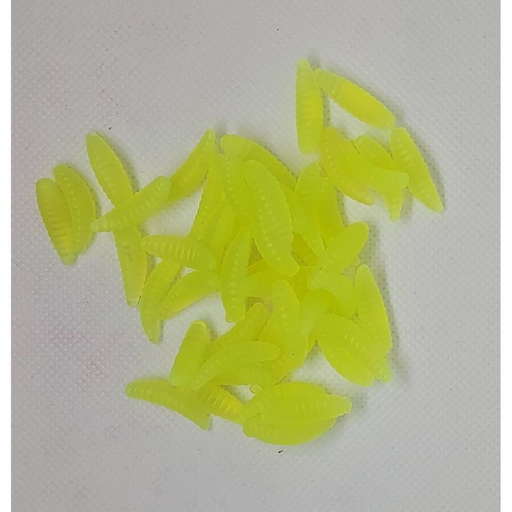 50PCS 2cm 0.3g Artificial Soft Grub Bait Floro Yellow