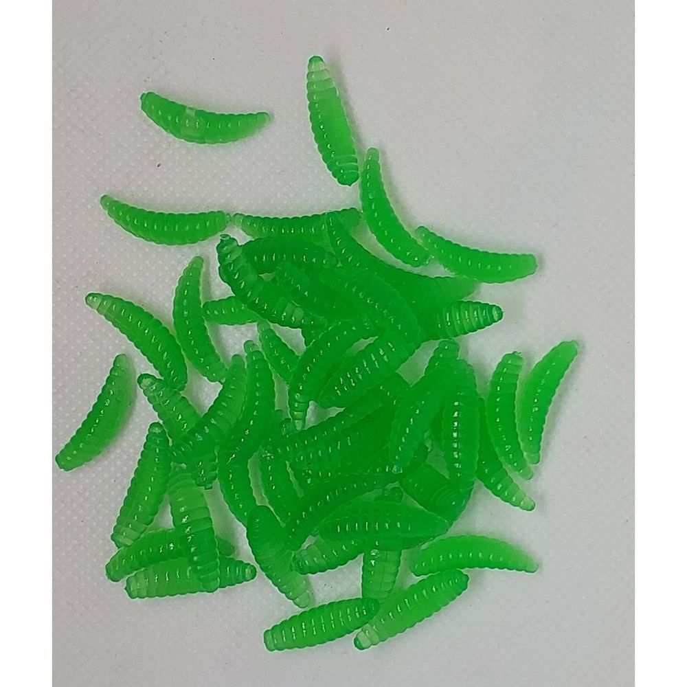 50PCS 2cm 0.3g Artificial Soft Grub Bait Green