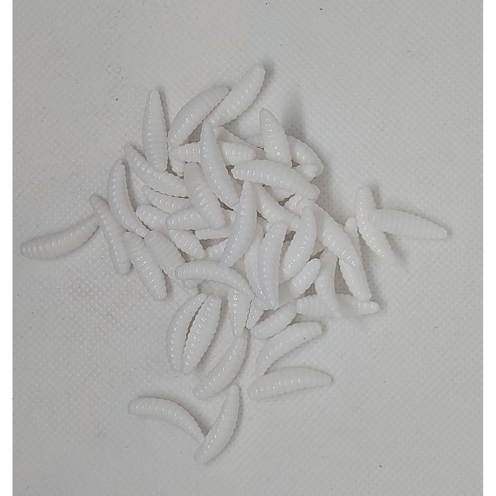 50PCS 2cm 0.3g Artificial Soft Grub Bait White
