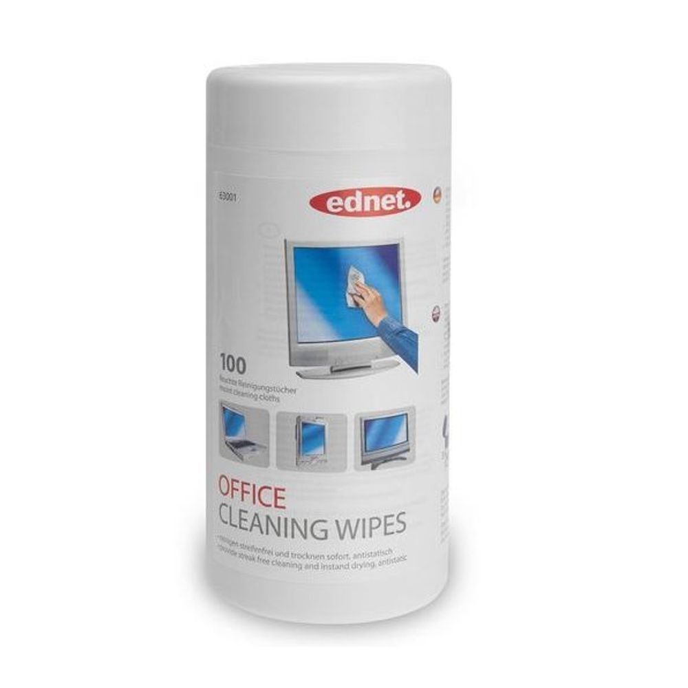 63001 - Ednet Office Cleaning Wipes Tub - 100