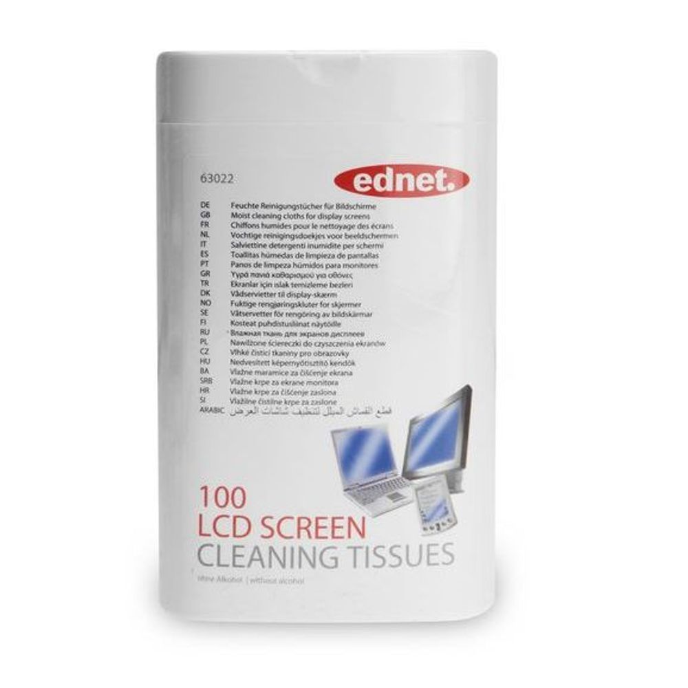 63022 - Ednet Screen Cleaning Wipes Tub - 100