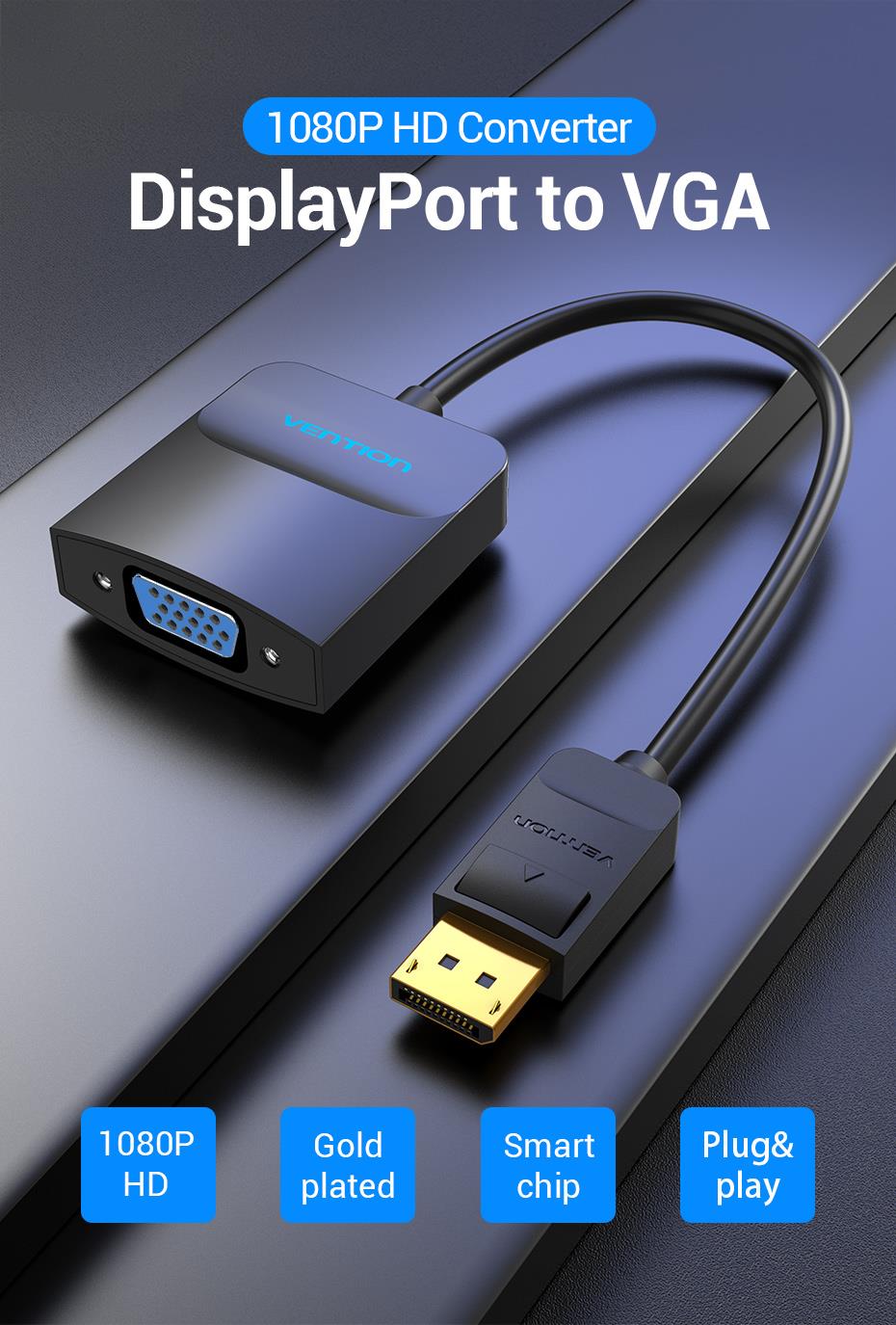 Vention DP to VGA Converter 0.15M Black