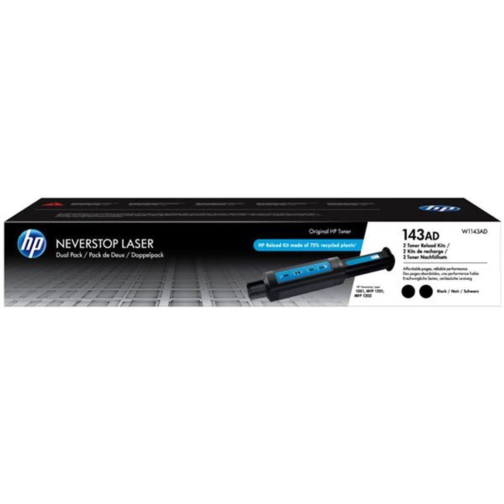 W1143AD - HP 143A Dual Pack Black Neverstop Toner Reload Kit