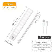 Wireless LED Motion Sensor Night Light 20cm Silver