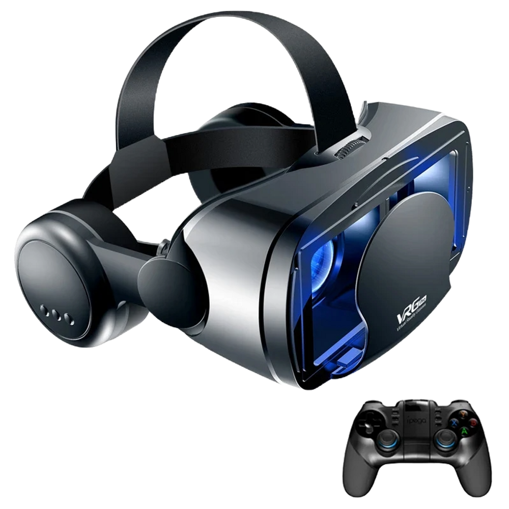 Virtual Reality 3D VR Headset Smart Glasses Helmet for Smartphones Cell Phone Mobile 7 Inches Lenses Binoculars with Controllers
